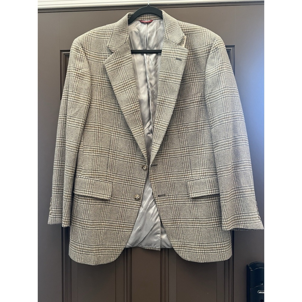 VTG NWT Jos A Bank Clothier 41 R Tan Plaid Sport Coat Jacket Union Made USA